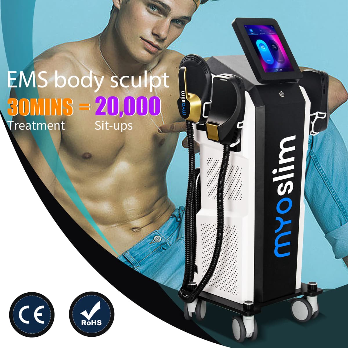 MYOslim 6500W Body Sculpting Machine 200HZ for Muscle Development Fat Burning And Weight Loss Emsculpting Machine