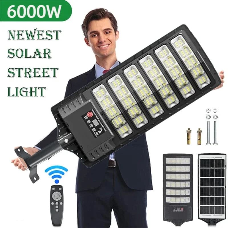 Solar Street Light Outdoor Dusk to Dawn Solar Lights 5000mah Outdoor with Remote Control Solar Parking Lot Lights for Courtyard