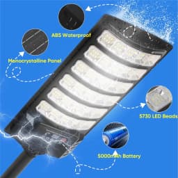 Solar Street Light Outdoor Dusk to Dawn Solar Lights 5000mah Outdoor with Remote Control Solar Parking Lot Lights for Courtyard
