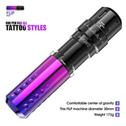 Mast Flip Complete Tattoo Kit Wireless Tattoo Machine with 7 Strokes 2.6-4.0mm 2 Batteries for Beginner Tattoo Kit