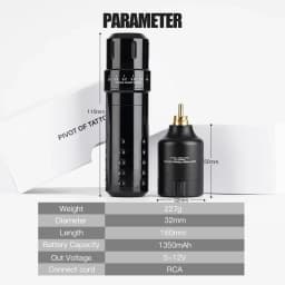 Mast Flip Complete Tattoo Kit Wireless Tattoo Machine with 7 Strokes 2.6-4.0mm 2 Batteries for Beginner Tattoo Kit