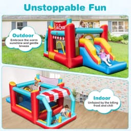 Inflatable Bounce House 5-in-1 Ice Cream Jumping Castle Blower Not Included