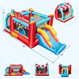 Inflatable Bounce House 5-in-1 Ice Cream Jumping Castle Blower Not Included