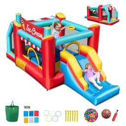 Inflatable Bounce House 5-in-1 Ice Cream Jumping Castle Blower Not Included