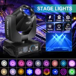 U'King 230W Beam 7R Moving Head Stage Light 16CH DMX512 Sound Activated 16 Gobos Effect Lighting for DJ Concert Party Nightclub