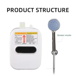 3500W Small Instant Electric Water Heater LCD Temperature Display IPX4 Quick Heating Shower Water Heating Device Set