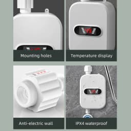 3500W Small Instant Electric Water Heater LCD Temperature Display IPX4 Quick Heating Shower Water Heating Device Set