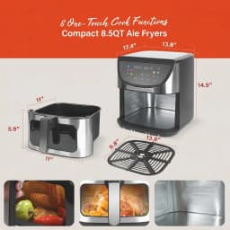 8.5QT Air Fryer, View Window, Multifunctional Large Family Size Capacity for 4-8 People, 10in1 Smart Digital Presets Air Frying