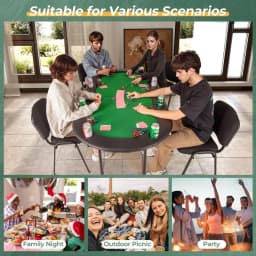 8 Player Poker Table Foldable, Folding Card Board Game Table w/8 Cup Holders & Comfy Armrests, Casino Grade Felt, Portable Oval