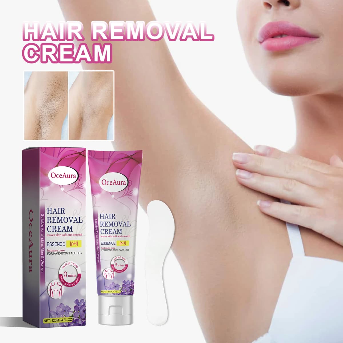 Oceaura Herbal Hair Removal Cream Gentle Non-irritating Skin Improve Roughness Pore Invisible Moisturize Smooth Hair Removal Gel