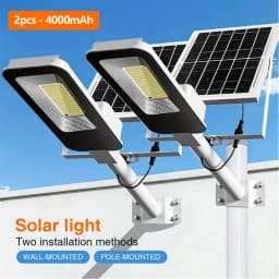 4 Sets 4000mAh- Outdoor Solar Street Lamps, Commercial Area Lighting Fixtures, Wall Lights, with Automatic Sensor Switches