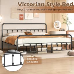 giantex king size metal platform bed frame, victorian style king platform bed with headboard & footboard, heavy duty mattress fo