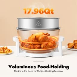 110V 17.96Qt Visual Air Fryer 1200-1400W 360° Hot Air Circulation Oil-Free Cooker with Grill Rack for Home Kitchen