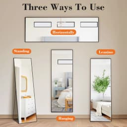 JHK 68"x26" Arched Full Length Mirror with Stand Floor Free Standing Aluminum Frame for Bedroom Bathroom Body Hanging Leaning