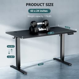 JHK 63x24 Inch Electric Standing Desk Ergonomic Height Adjustable Stand Up Sit Stand Computer Workstation Work Table For Office