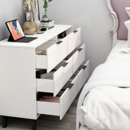 Exquisite 6 Drawer Dresser for Bedroom Modern White Chest of Drawers for Nursery Wood Dresser for Kids Horizontal Dressers & Che