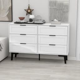 Exquisite 6 Drawer Dresser for Bedroom Modern White Chest of Drawers for Nursery Wood Dresser for Kids Horizontal Dressers & Che