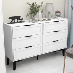 Exquisite 6 Drawer Dresser for Bedroom Modern White Chest of Drawers for Nursery Wood Dresser for Kids Horizontal Dressers & Che