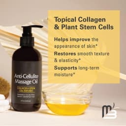 M3 Naturals Cellulite Massage Oil 8oz - Smooth the Appearance of Cellulite - Body Care & Skin Care Massage Oil - Topical Collage