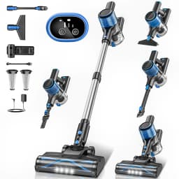 Cordless Vacuum Cleaner，55Kpa/45Mins/8 in 1 Powerful Suction,Self-Standing, 3 Suction Modes, Vacuum for Floor Carpet Pet Hair