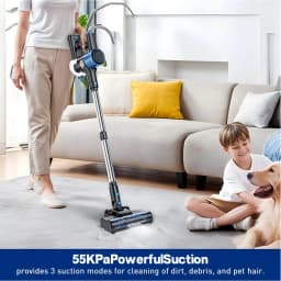 Cordless Vacuum Cleaner，55Kpa/45Mins/8 in 1 Powerful Suction,Self-Standing, 3 Suction Modes, Vacuum for Floor Carpet Pet Hair