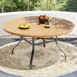 Outdoor Patio Dining Table, 47" Round Patio Table with 1.57" Umbrella Hole, Metal Tables for Patio, Graden, Backyard, Poolside