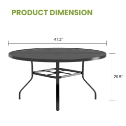 Outdoor Patio Dining Table, 47" Round Patio Table with 1.57" Umbrella Hole, Metal Tables for Patio, Graden, Backyard, Poolside