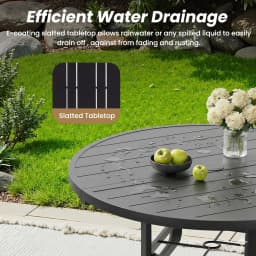 Outdoor Patio Dining Table, 47" Round Patio Table with 1.57" Umbrella Hole, Metal Tables for Patio, Graden, Backyard, Poolside