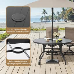 Outdoor Patio Dining Table, 47" Round Patio Table with 1.57" Umbrella Hole, Metal Tables for Patio, Graden, Backyard, Poolside