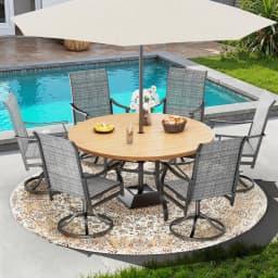 Outdoor Patio Dining Table, 47" Round Patio Table with 1.57" Umbrella Hole, Metal Tables for Patio, Graden, Backyard, Poolside