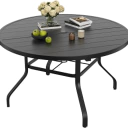 Outdoor Patio Dining Table, 47" Round Patio Table with 1.57" Umbrella Hole, Metal Tables for Patio, Graden, Backyard, Poolside