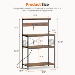 JHK 31.5 Inch Kitchen Bakers Rack with Power Outlet Coffee Bar Table 4 Tiers Microwave Oven Stand Adjustable Storage Shelf