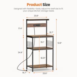 JHK 31.5 Inch Kitchen Bakers Rack with Power Outlet Coffee Bar Table 4 Tiers Microwave Oven Stand Adjustable Storage Shelf