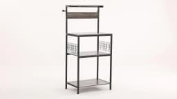 JHK 31.5 Inch Kitchen Bakers Rack with Power Outlet Coffee Bar Table 4 Tiers Microwave Oven Stand Adjustable Storage Shelf