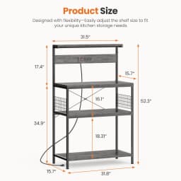 JHK 31.5 Inch Kitchen Bakers Rack with Power Outlet Coffee Bar Table 4 Tiers Microwave Oven Stand Adjustable Storage Shelf