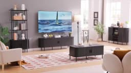 69" TV Stand w/ Power Outlet for TVs up to 80",Entertainment Center w/ Storage & Drawer,TV Console w/ Adjustable Shelves