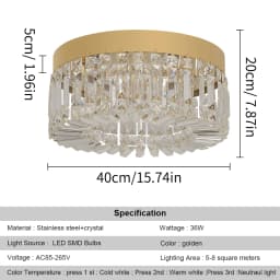 Crystal Ceiling Lamp Living Room Gold Luxury Modern Chandeliers Decoration Led Ceiling Lights Lighting Fixture Diameter 40 50cm