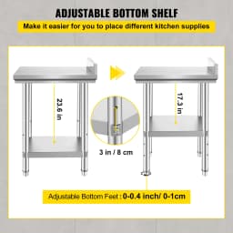 SucceBuy Kitchen Work Bench Commercial Catering Table Worktable with Undershelf Stainless Steel 330LBS 286LBS for Restaurant