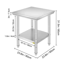 SucceBuy Kitchen Work Bench Commercial Catering Table Worktable with Undershelf Stainless Steel 330LBS 286LBS for Restaurant