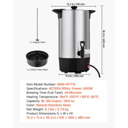 SucceBuy Commercial Coffee Urn Hot Beverage Dispenser with Dripless Faucet Quick-Brewing Coffee Maker for Catering, Party