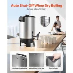 SucceBuy Commercial Coffee Urn Hot Beverage Dispenser with Dripless Faucet Quick-Brewing Coffee Maker for Catering, Party