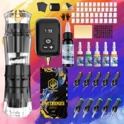 Tattoo Kit POSEIDON High Power Tattoo Pen Kit For Permanent Makeup Tattoo Machine Kit Black Tattoo Power Supply Tattoo Gun Kit