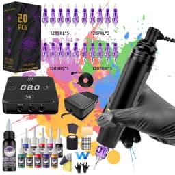 Tattoo Kit POSEIDON High Power Tattoo Pen Kit For Permanent Makeup Tattoo Machine Kit Black Tattoo Power Supply Tattoo Gun Kit