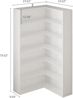 ANCTOR Corner Bookshelf with Baffles, Corner Bookcases 6 Tiers, Etagere Shelf Storage Rack for Living Room, Home Office