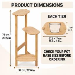 3 Tier Bamboo Corner Plant Stand 32 X 75 cm Indoor Flower Pot Display Shelf 10 kg Capacity per Tier