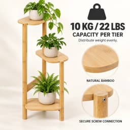 3 Tier Bamboo Corner Plant Stand 32 X 75 cm Indoor Flower Pot Display Shelf 10 kg Capacity per Tier