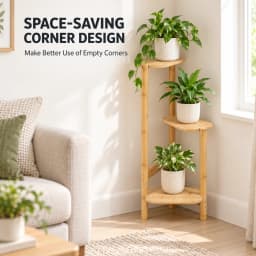 3 Tier Bamboo Corner Plant Stand 32 X 75 cm Indoor Flower Pot Display Shelf 10 kg Capacity per Tier