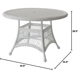 Wicker Round Dining Table, 44", White