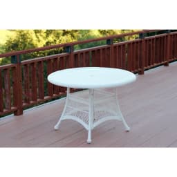 Wicker Round Dining Table, 44", White