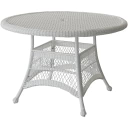 Wicker Round Dining Table, 44", White